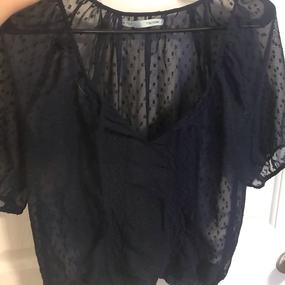 Navy peasant blouse